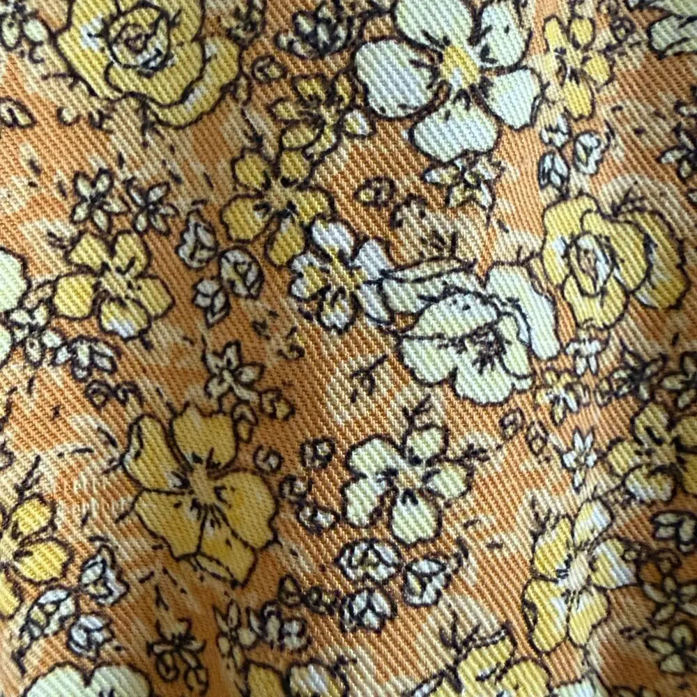 Free People Portobello Dress Mustard Yellow Linen Blend Twill Floral Dress | 4